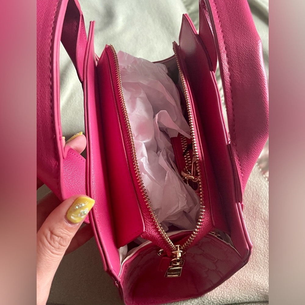 Bebe Pink Structured Tote Bag with Embossed Design - Picture 7 of 11